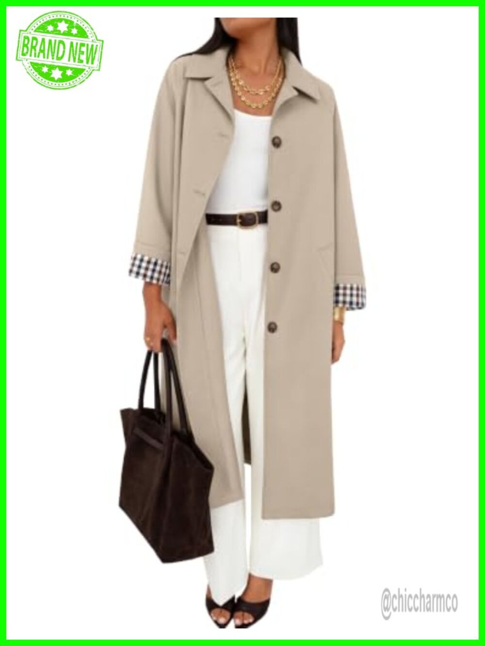Oversized Single Breasted Trench Coat Windproof Lapel Fall